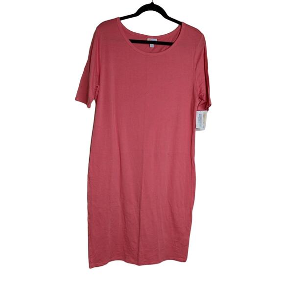 LuLaRoe Julia Dress Knit Knee Length Short Sleeves 2XL New / FLAW - Picture 1 of 8
